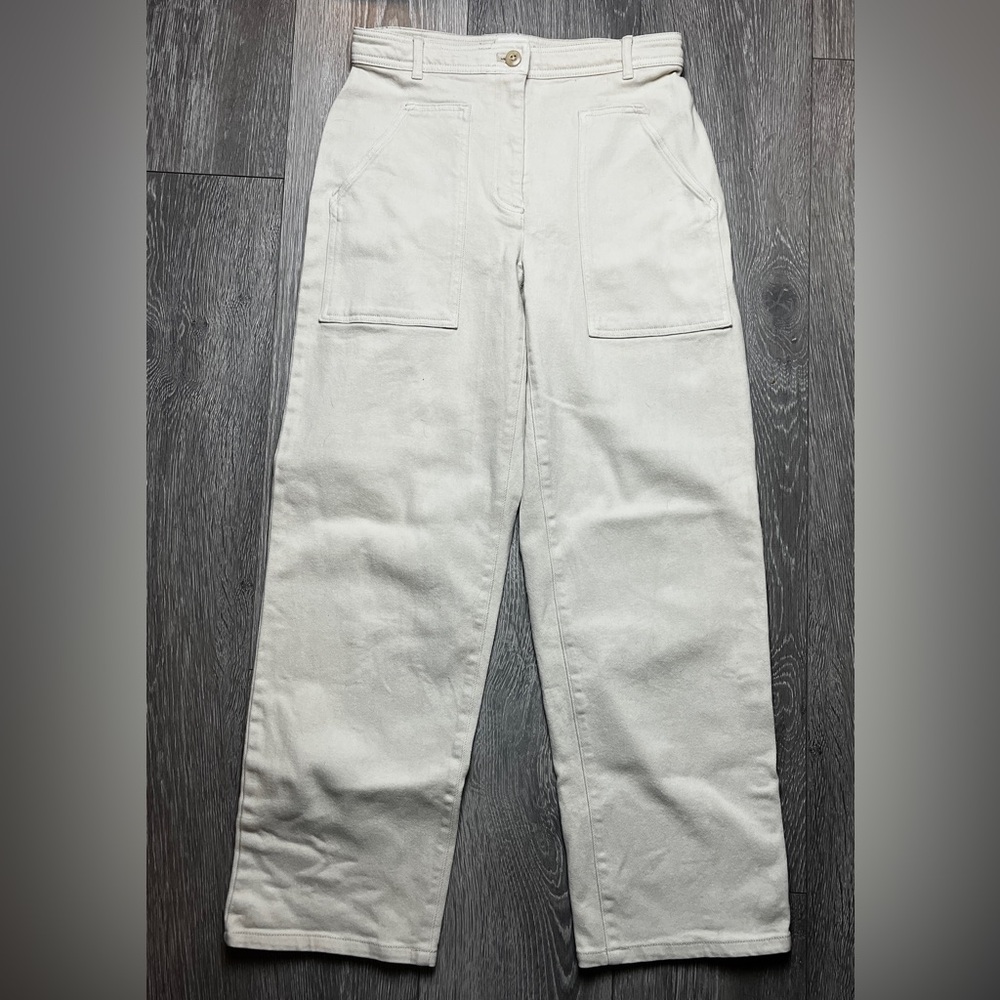 Wilfred Aritzia Cream Utility Straight Leg Pants Size 6 High Rise